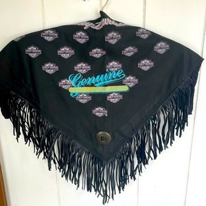 Vintage “like new” bandana /neck scarf with genuine leather fringe